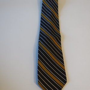 Mens Valentino Black ,Gold, White Striped Tie